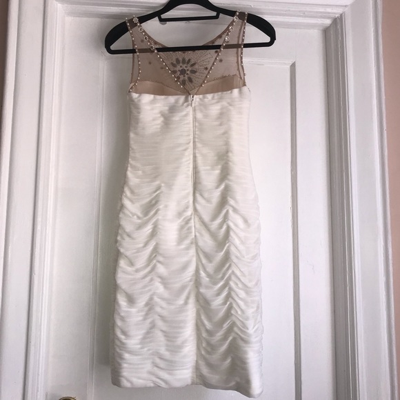 Adrianna Papell Ivory Shirred Mini Dress - Size 4 - Picture 3 of 7